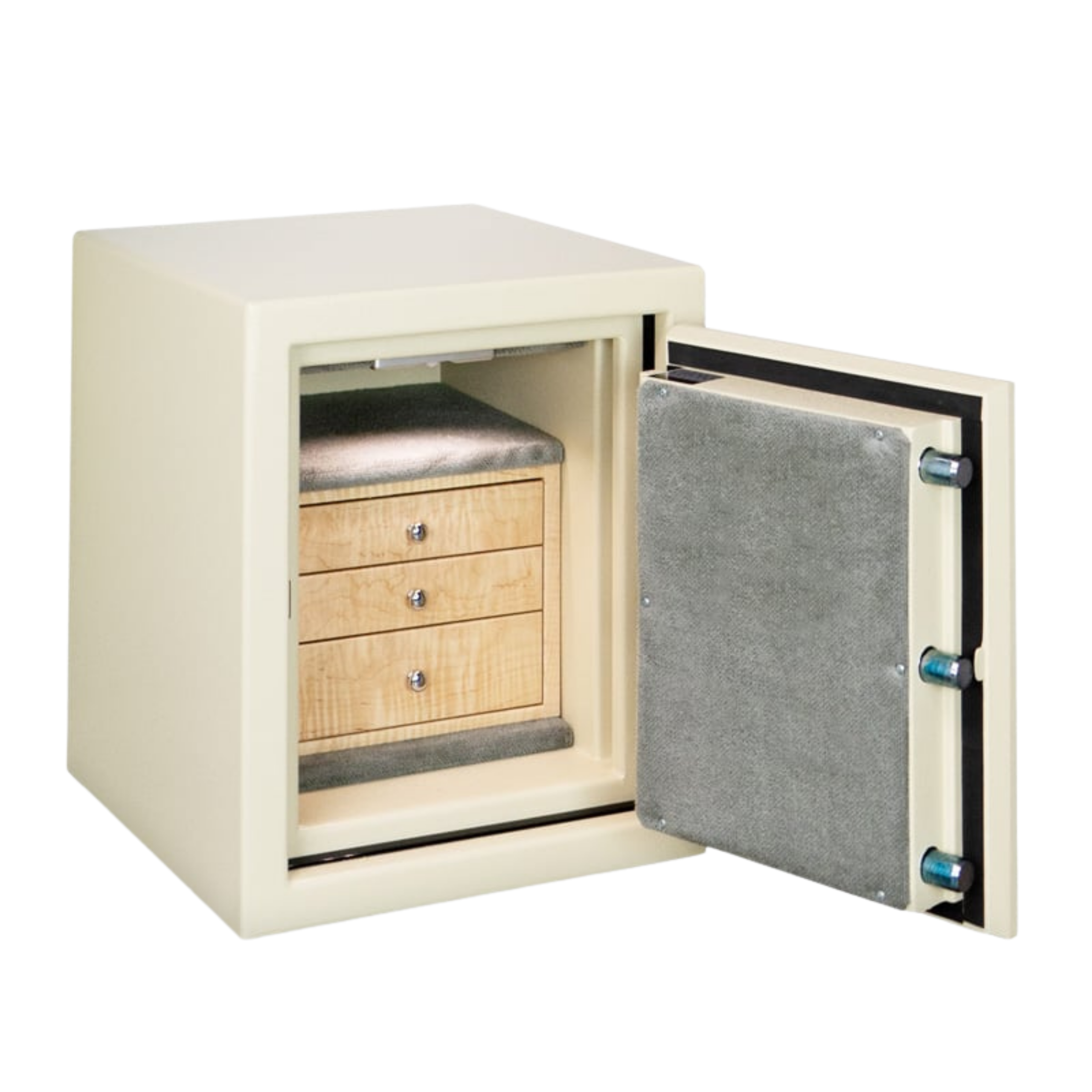 Martin — C15 Jewelry Safe in Textured Parchment, door open