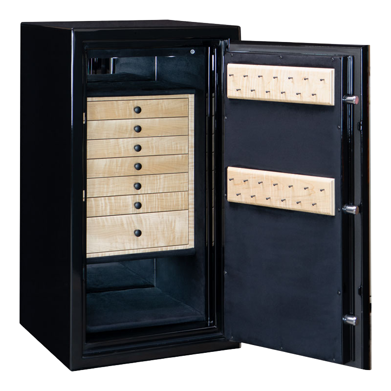 Novi — Amethyst Jewelry Safe in Onyx, open